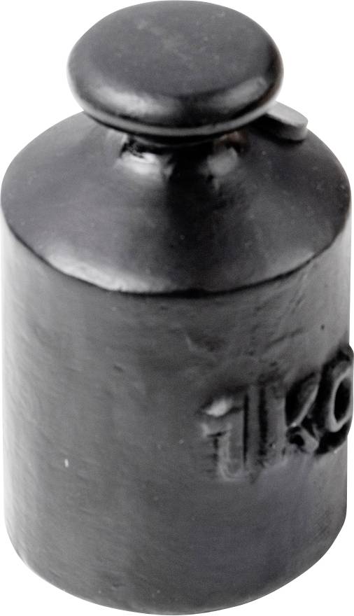 Fekete súly, amelynek felirata '1 kg', és precíziós tömegmérésekre használják laboratóriumokban vagy háztartásokban.