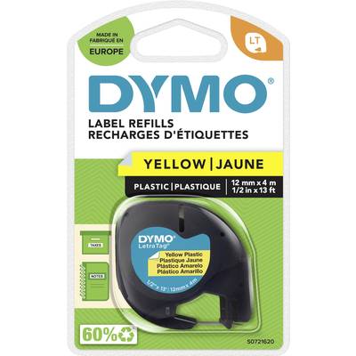 DYMO feliratozószalag LetraTag, 12mm, hiper-sárga/fekete, polieszter, S0721670