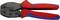 Egy piros és kék Knipex típusú krimpelő szerszám, amelyet kábelkötések létrehozásához használnak. Alkalmas 0,5-6,0 mm² keresztmetszetű kábelek krimpelésére.