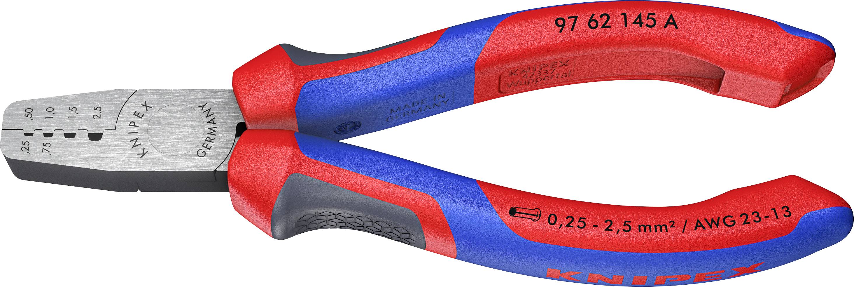 Krimpelő fogó érvéghüvelyekhez 145 mm, polírozott fej, Knipex 97 62 145 A