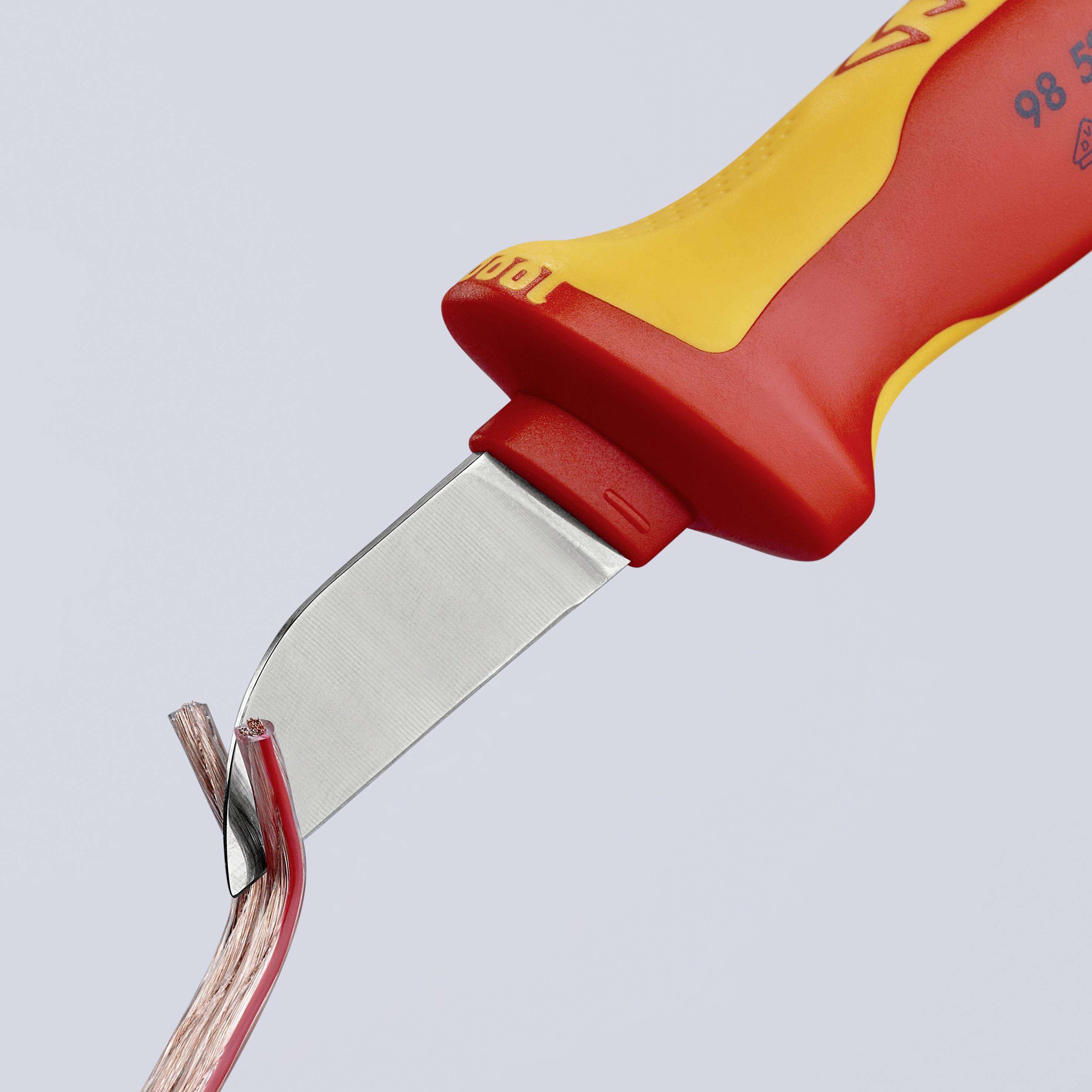 Knipex 98 52 VDE szigetelt kábelkés, kábelcsupaszoló, blankoló