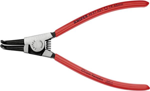 Seegergyűrű fogók külső gyűrűkhöz (tengelyek) 170 mm, Ø 19-60 mm, 90°-ban hajlított, Knipex 46 21 A21