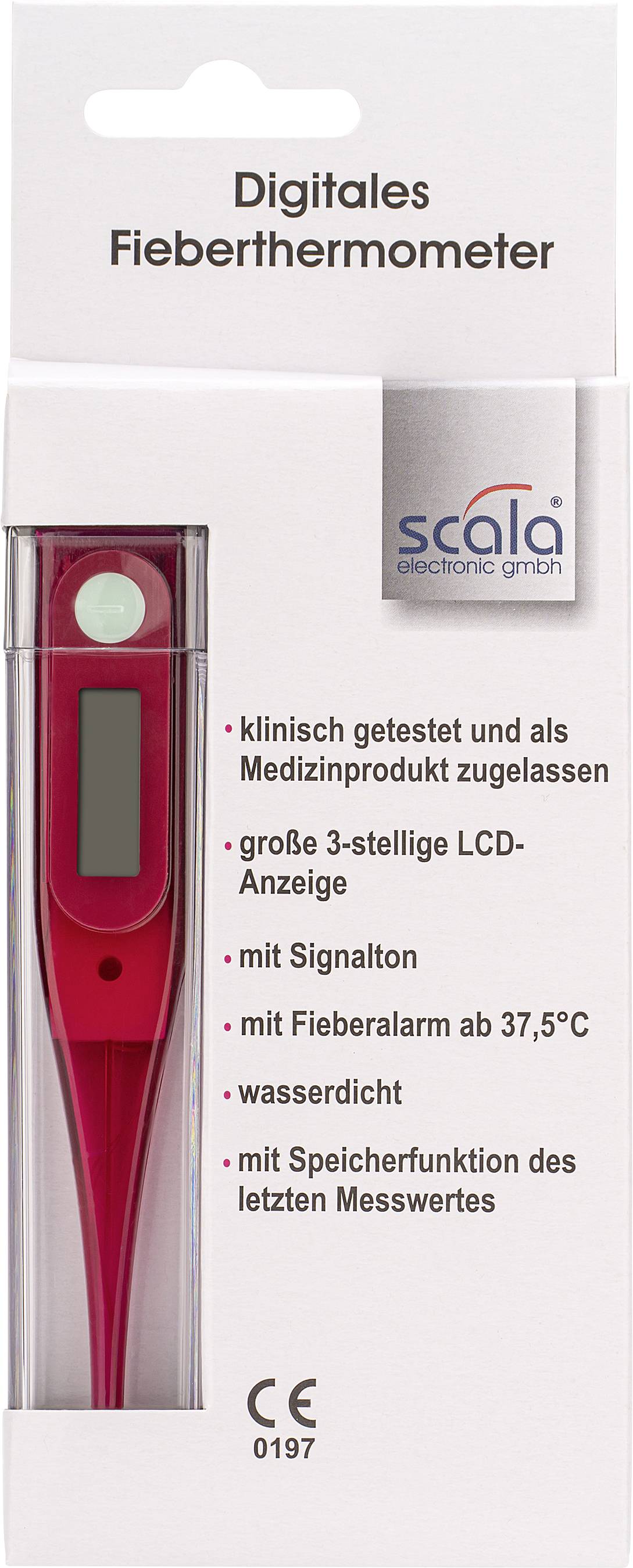 Digitális lázmérő, piros, Scala SC 37 T 01045-3