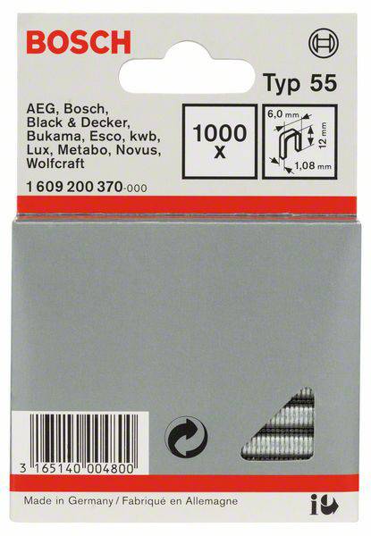 Tűzőgépkapocs 12/6 mm 1000 db Bosch 1609200370 Typ 55