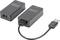 Két fekete Digitus-adapter egymás mellett elhelyezve, az egyik USB-kábellel ('TX'), a másik USB-csatlakozóval ('RX').