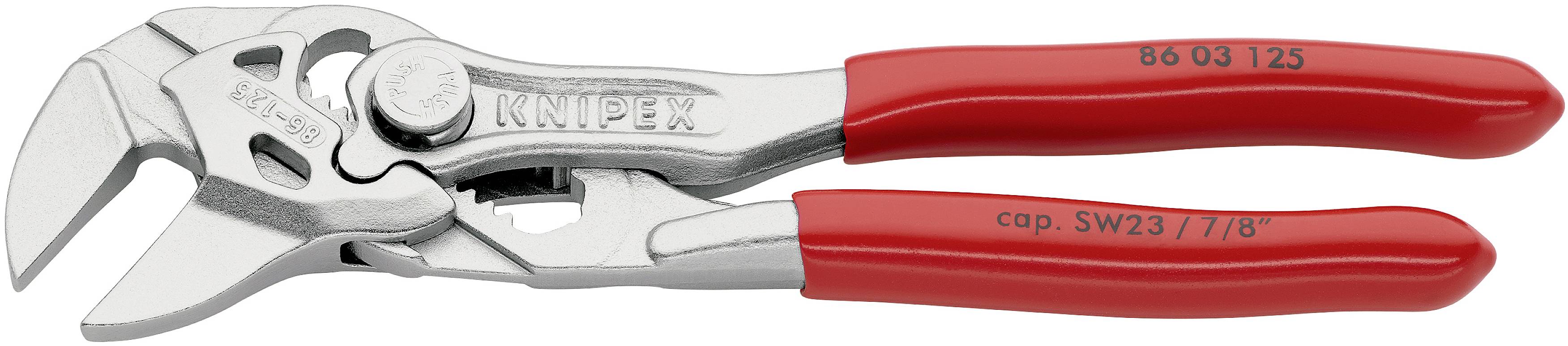 Állítható vízpumpafogó fémállal, csővezetékekhez és egyéb munkákhoz, a 'KNIPEX' felirattal ellátva.