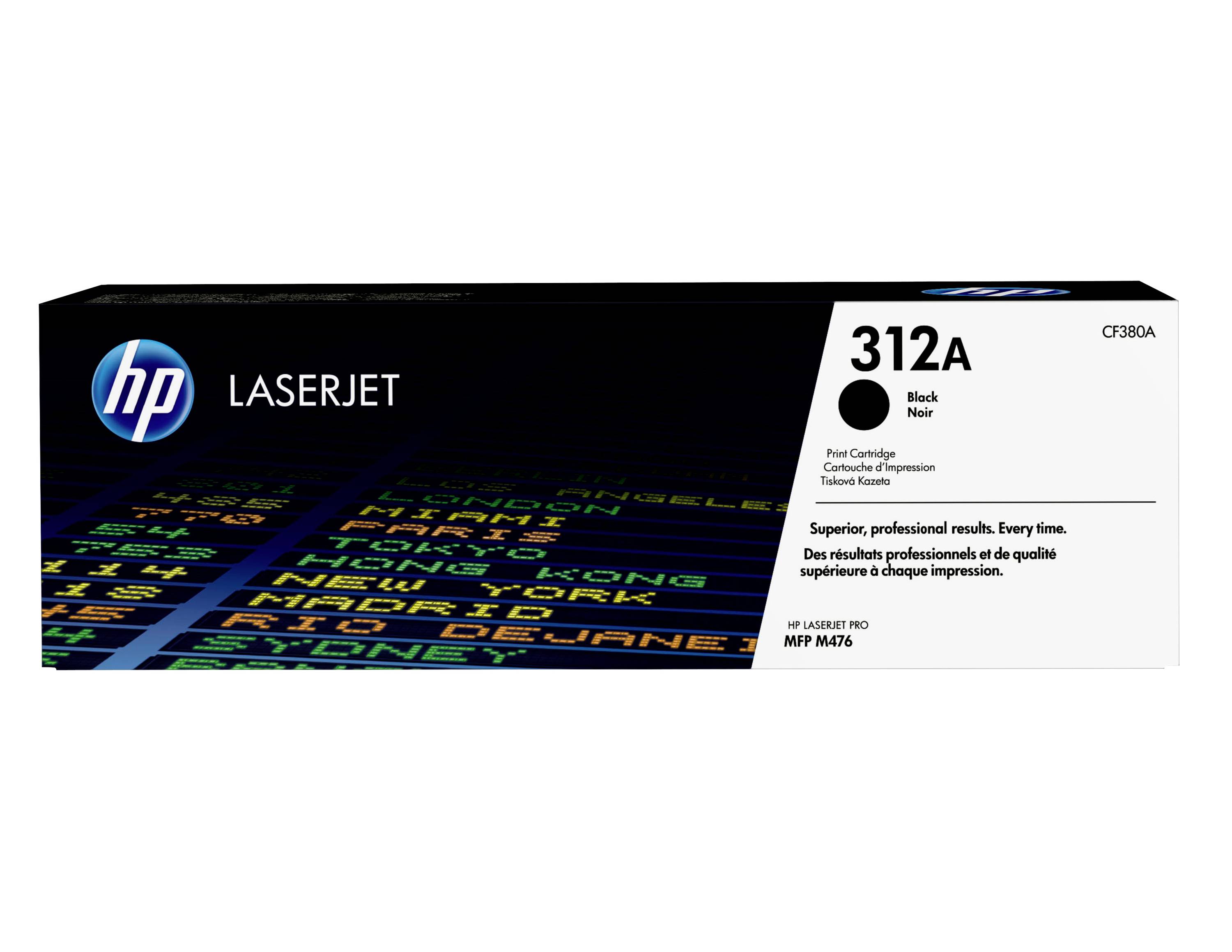 HP LaserJet 312A fekete tonerkazetta doboz, CF380A jelöléssel, HP LaserJet MFP M476 nyomtatókhoz.