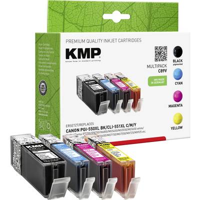 KMP Tinta helyettesíti Canon PGI-550PGBK XL, CLI-551C XL, CLI-551M XL, CLI551Y XL Kompatibilis Kombinált csomag Fekete,