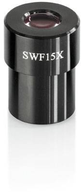 Egy fekete mikroszkóp-okulár "SWF15X" felirattal.