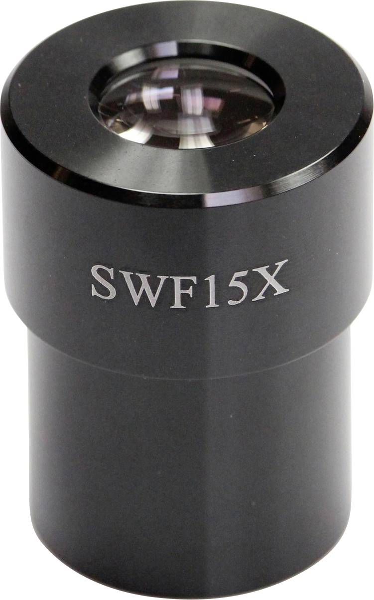 15-szörös nagyítású 'SWF15X' feliratú mikroszkóp-okulár, alkalmas 15-szörös erősségű nagyításra.