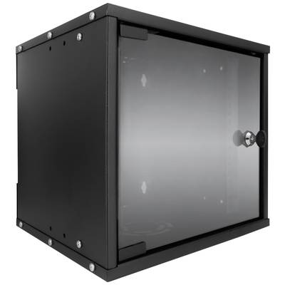 10"-os rack szekrény, hálózati szerverszekrény, zárható ajtóval, fekete, Intellinet 711692 6 HE (RAL 9005)