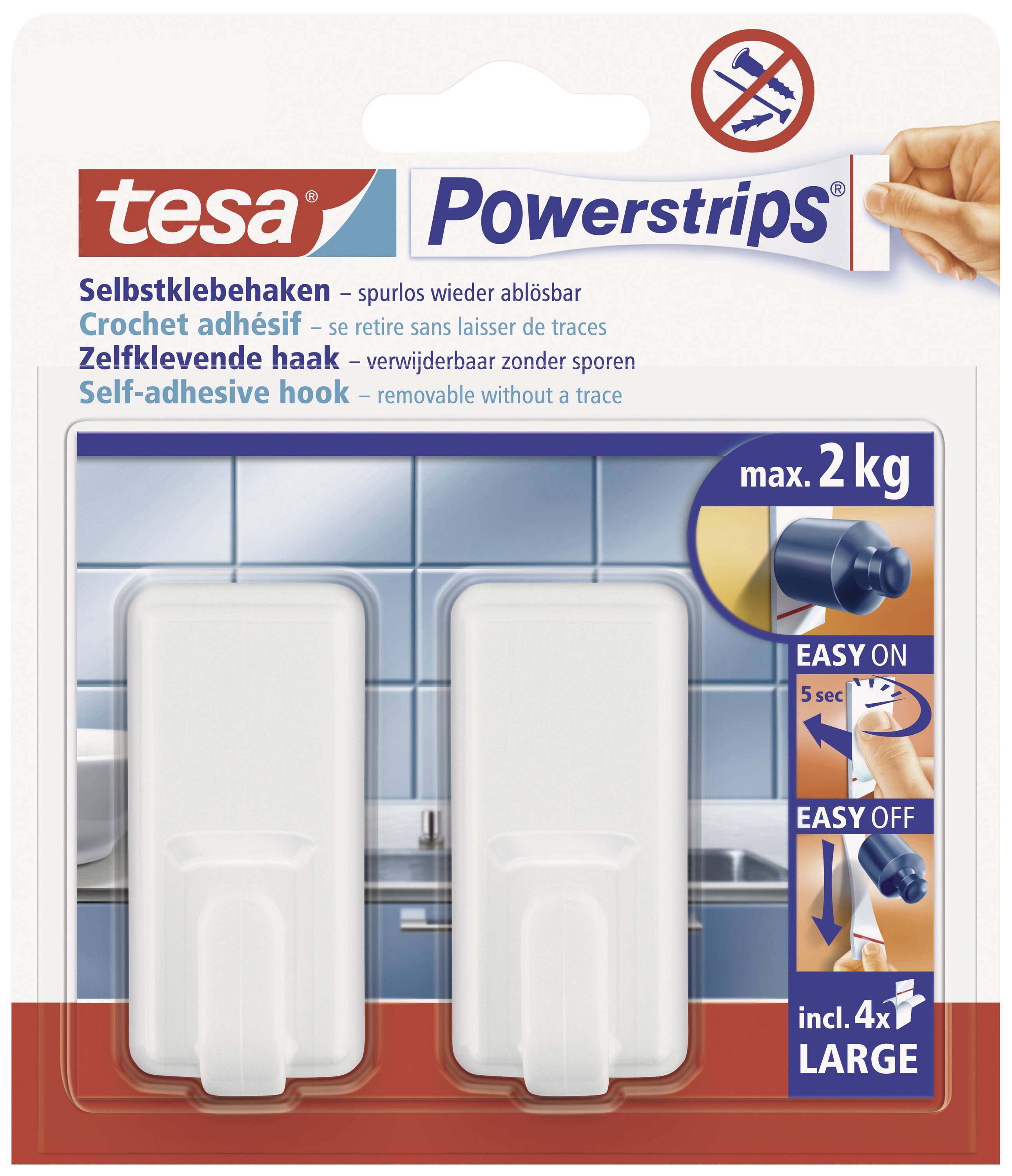 tesa POWERSTRIPS Ragasztókampó Large Classic Fehér
