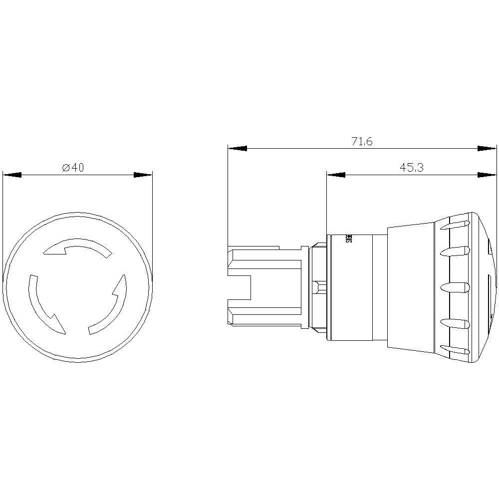 Műszaki rajz egy hengeres alkatrészről, átmérő Ø40 mm és 71,6 mm hosszúság méretekkel. Elölnézetet és oldalnézetet mutat méretjelöléssel.