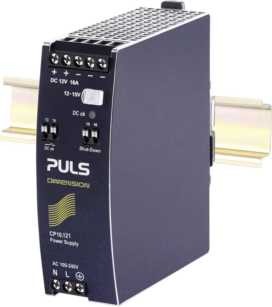 PULS CP10.121 Kalapsínes tápegység 12 V/DC 16 A 192 W Kimenetek száma:1 x Tartalom, tartalmi egységek rendelésenként 1 db