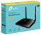 TP-Link WLAN-Router csomagolás, TL-MR6400 modell 300 Mbps 4G LTE támogatással, sötétkék router képe sárga háttéren.