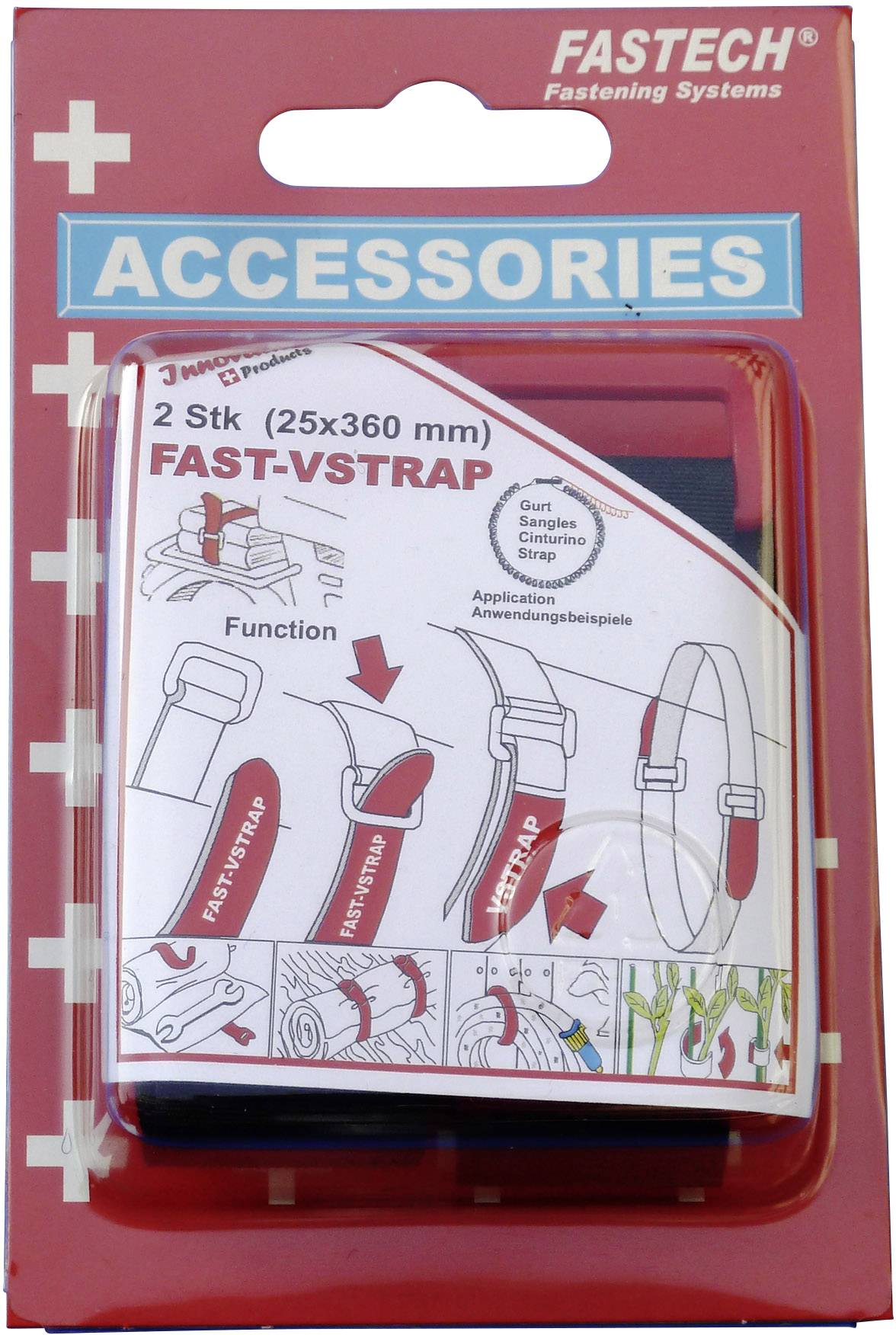 FASTECH® 688-360K Tépőzár Pánttal Bolyhos és horgos fél (H x Sz) 360 mm x 25 mm Fekete 2 db