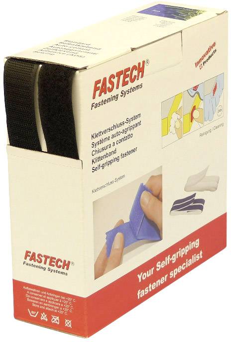 Tépőzár Felvarrható Bolyhos és horgos fél (H x Sz) 10 m x 25 mm Fekete Fastech B25-STD999910 10 m