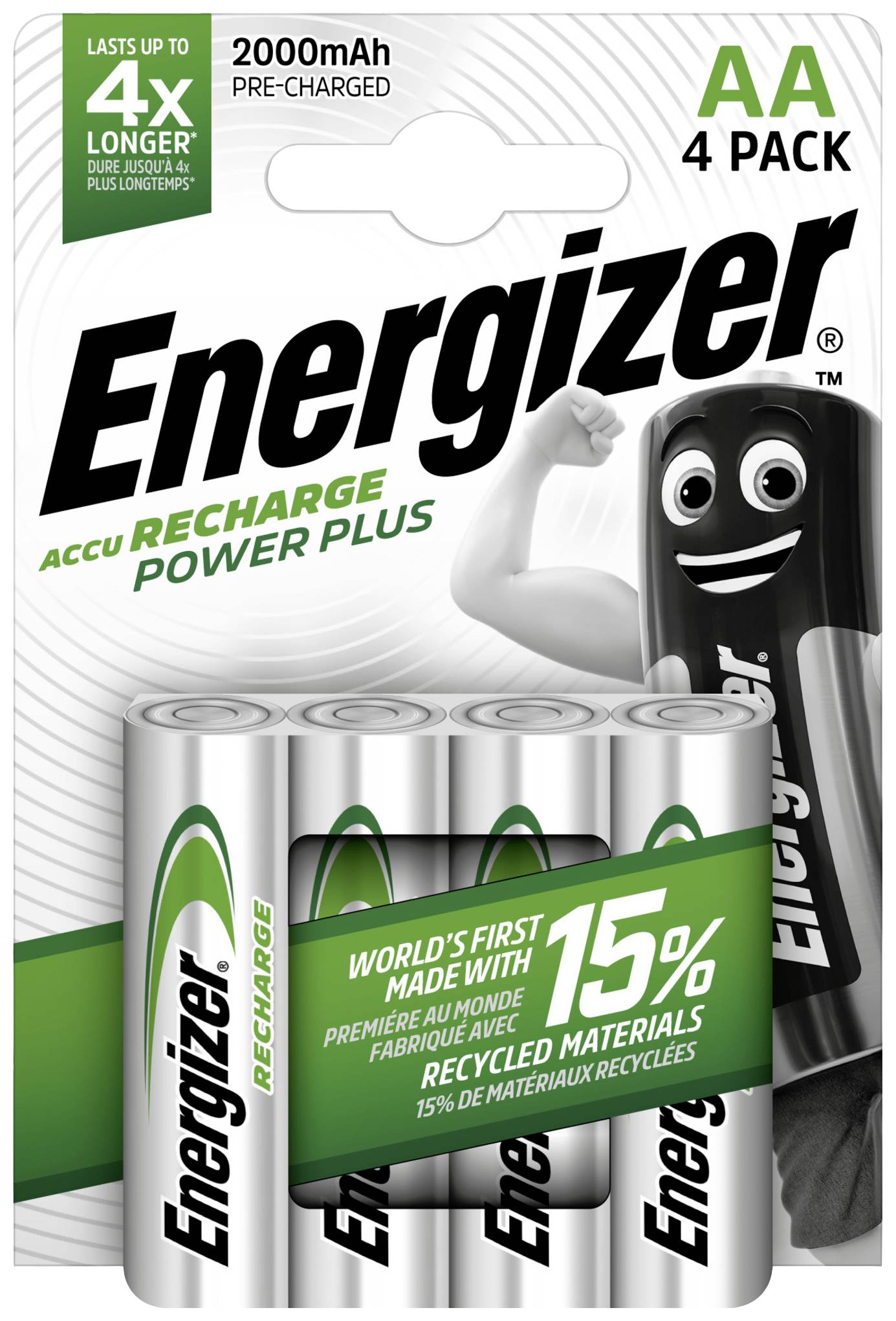 Ceruza akku AA, NiMH, 1,2V 2000 mAh, 4 db, Energizer Power Plus LR06, AA, LR6, AAB4E, AM3, 815, E91, LR6N