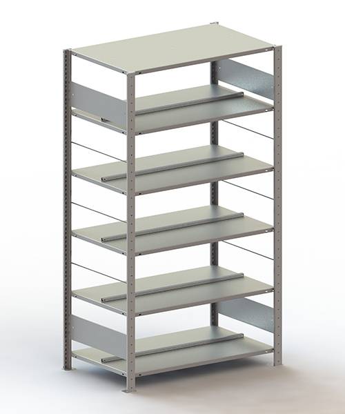 META Regalbau 77648 Aktapolc alapmodul (Sz x Ma x Mé) 1056 x 1850 x 636 mm Acél Porbevonatos Élénk szürke Fém padló