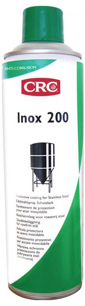 CRC Inox 200 rozsdagátló spray nemesacél felületek védelmére, zöld-fehér csomagolásban.