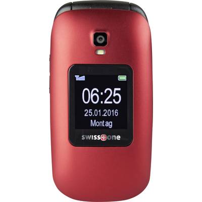 swisstone BBM 625 Kihajtható mobiltelefon időseknek Töltőállomással, SOS gomb Piros