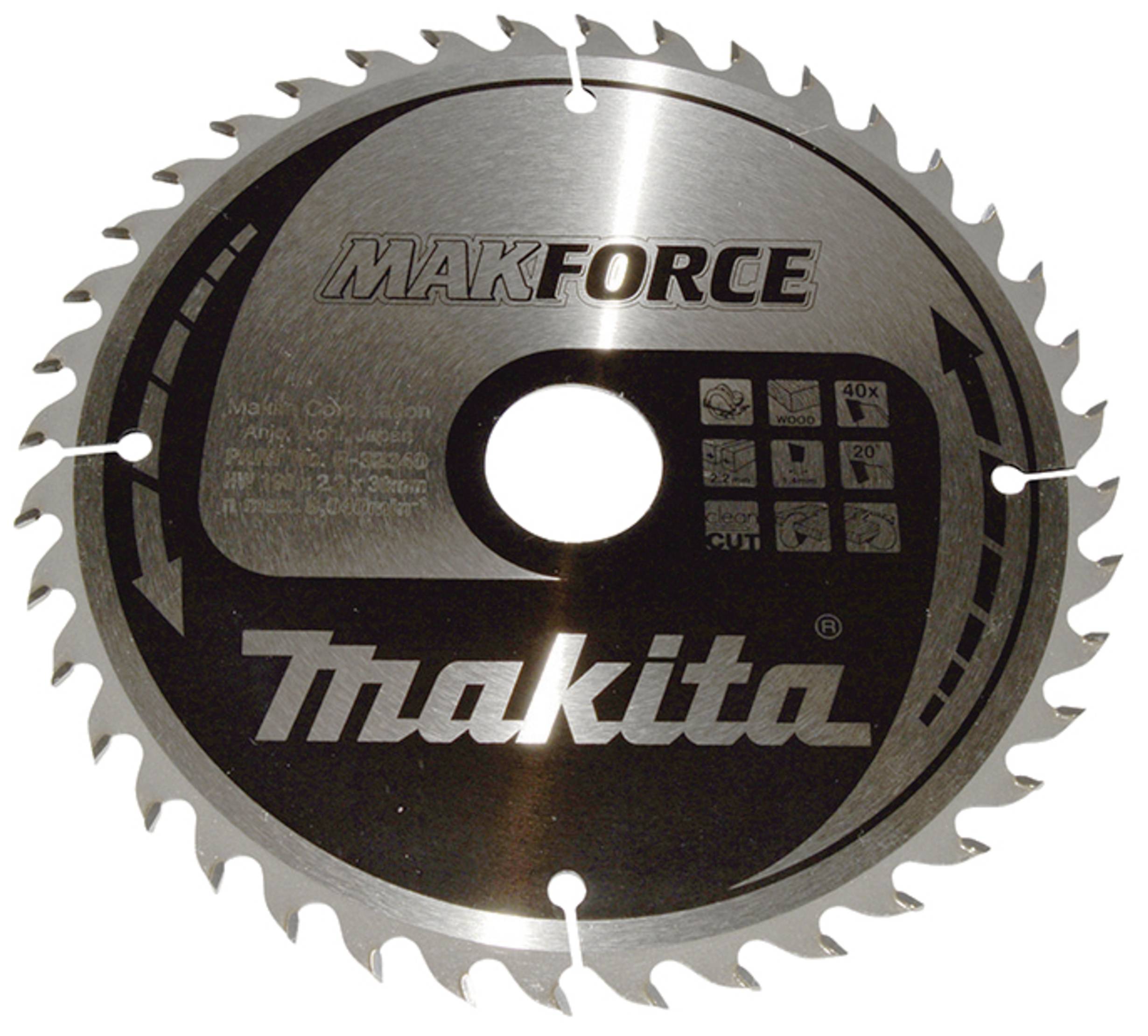 Makita MAKFORCE B-32340 Keményfém körfűrészlap 190 x 30 x 1.4 mm Fogak száma (collonként): 40 1 db