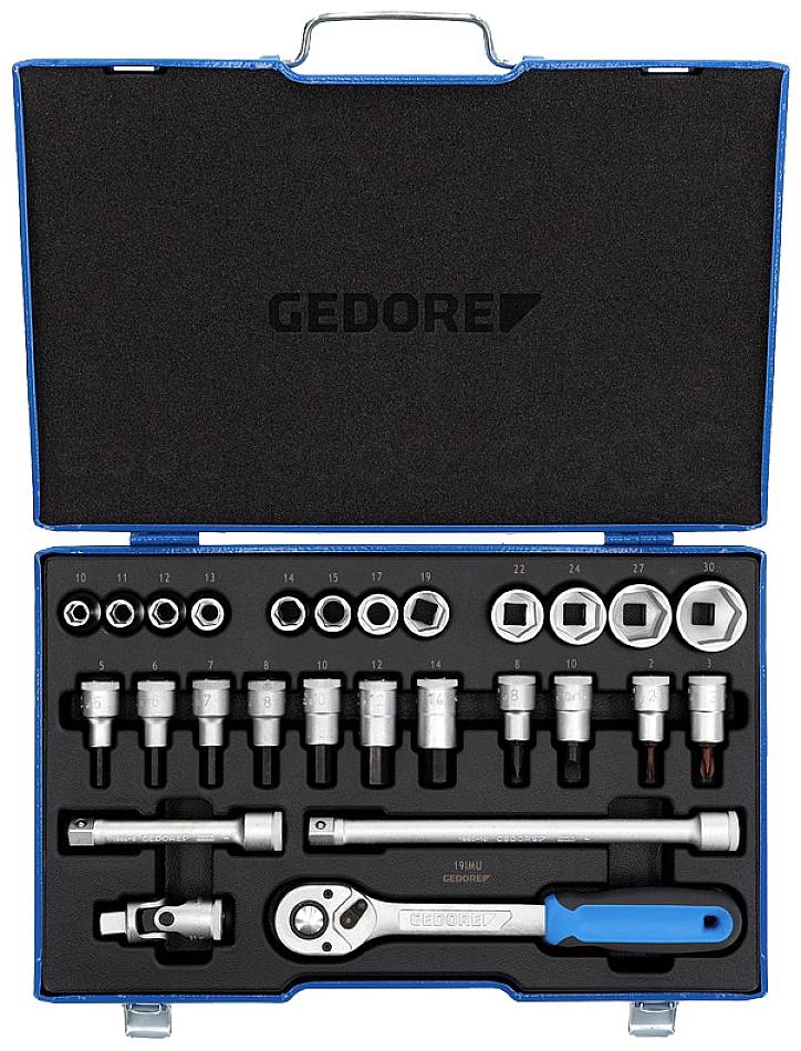 Gedore 19 IMU-10 Dugókulcs készlet Metrikus 1/2 (12,5 mm) 27 részes 6139750