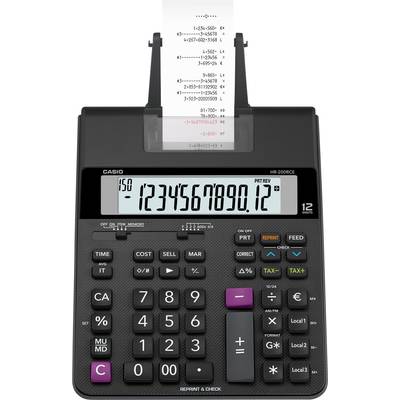 Casio HR-200 RCE  Nyomtató asztali számológép Fekete Kijelző (számjegy): 12 Elemekről üzemeltetett, Hálózatról üzemeltet