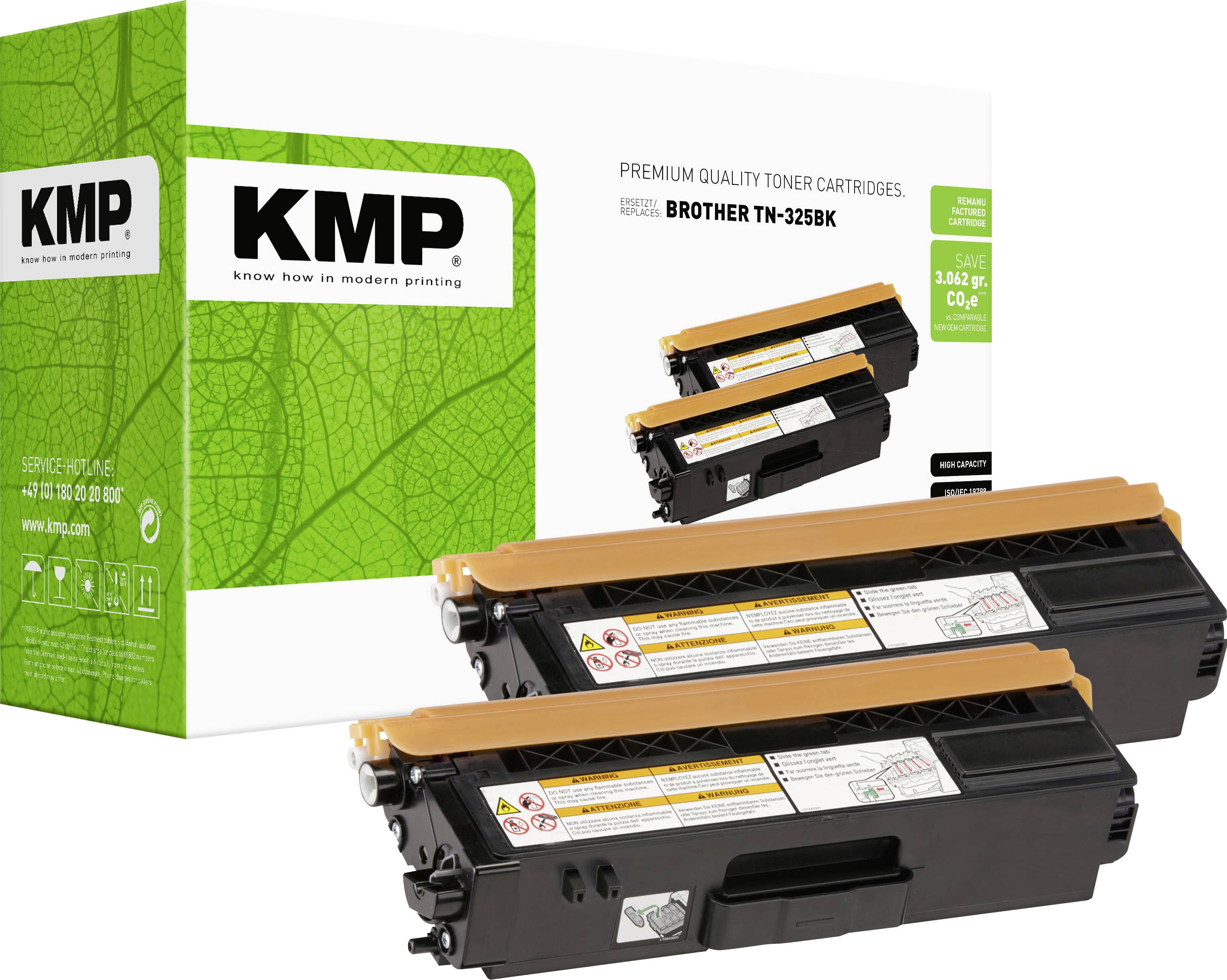 KMP Toner helyettesíti Brother TN-325BK, TN325BK Kompatibilis Dual Fekete 4000 oldal B-T38D 1243,HC21