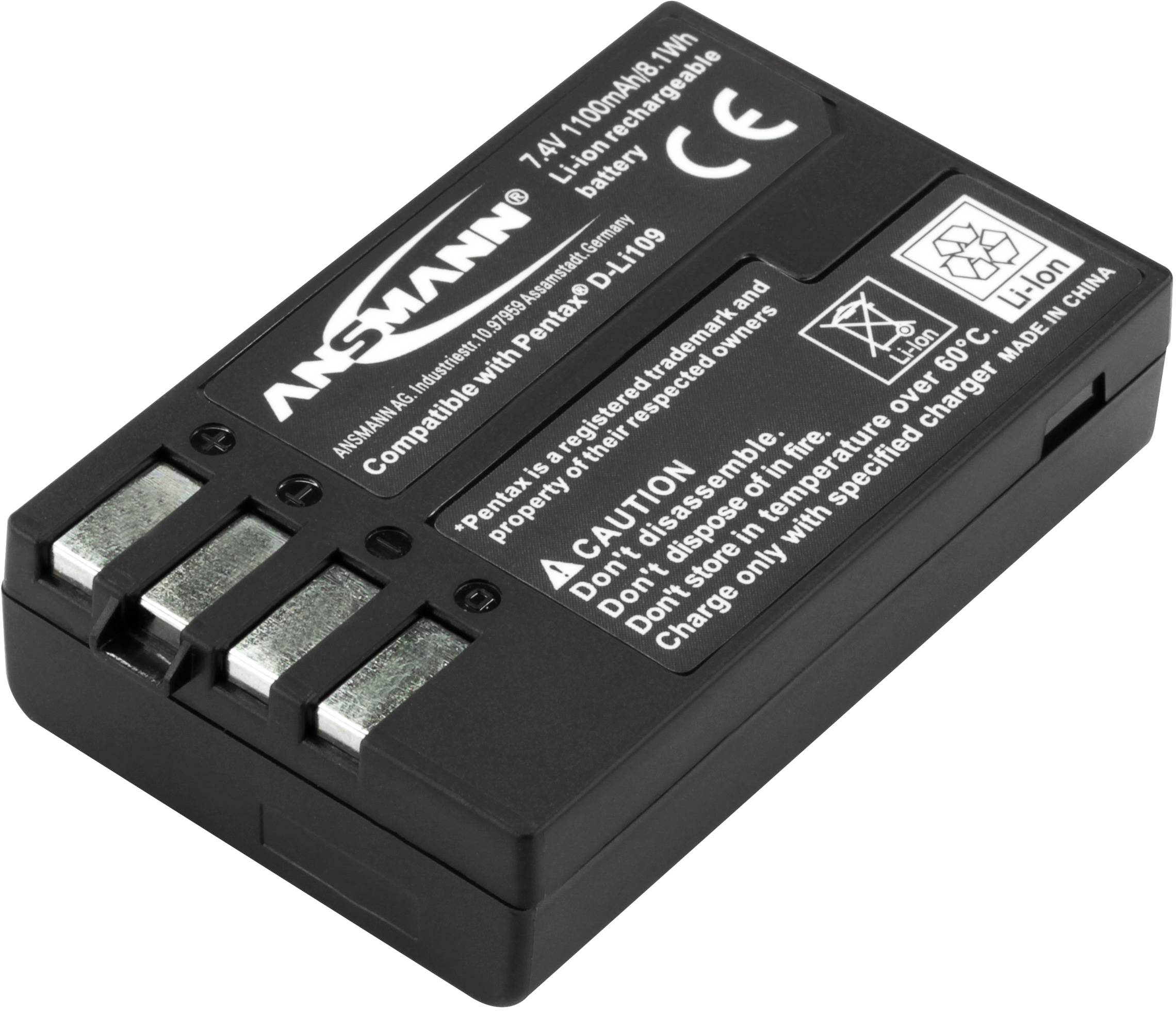 D-LI109 Panasonic kamera akku 7,4V 1100 mAh, Ansmann