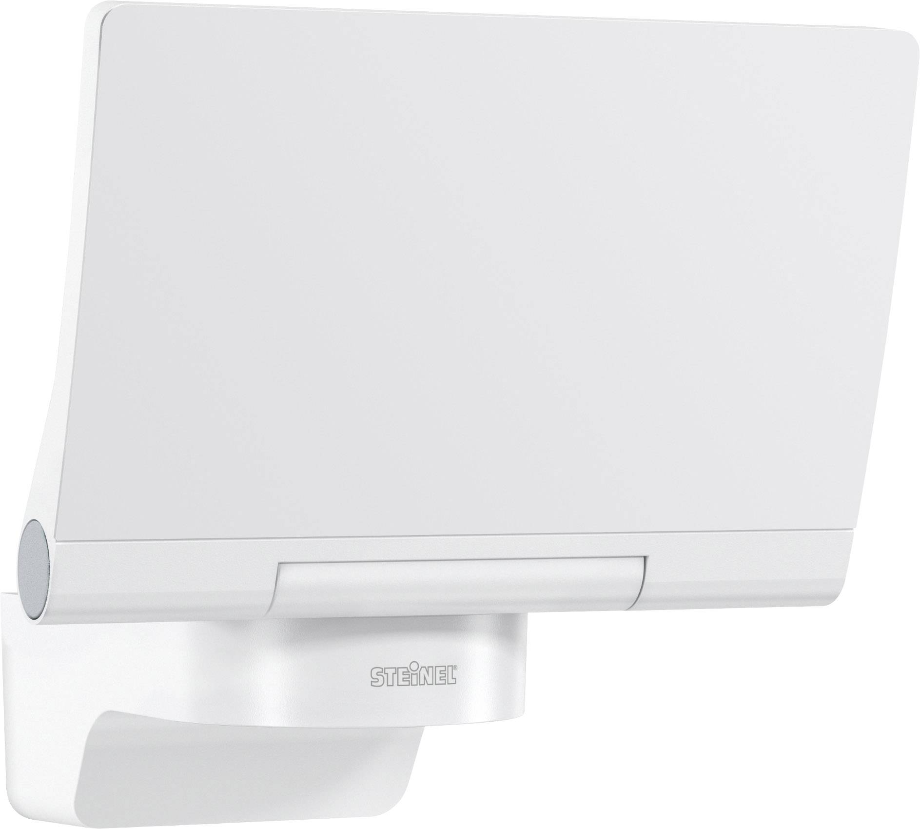 Fehér LED-es kültéri lámpa lapos kialakítással, falra szerelve, energiatakarékos kültéri világításhoz alkalmas.