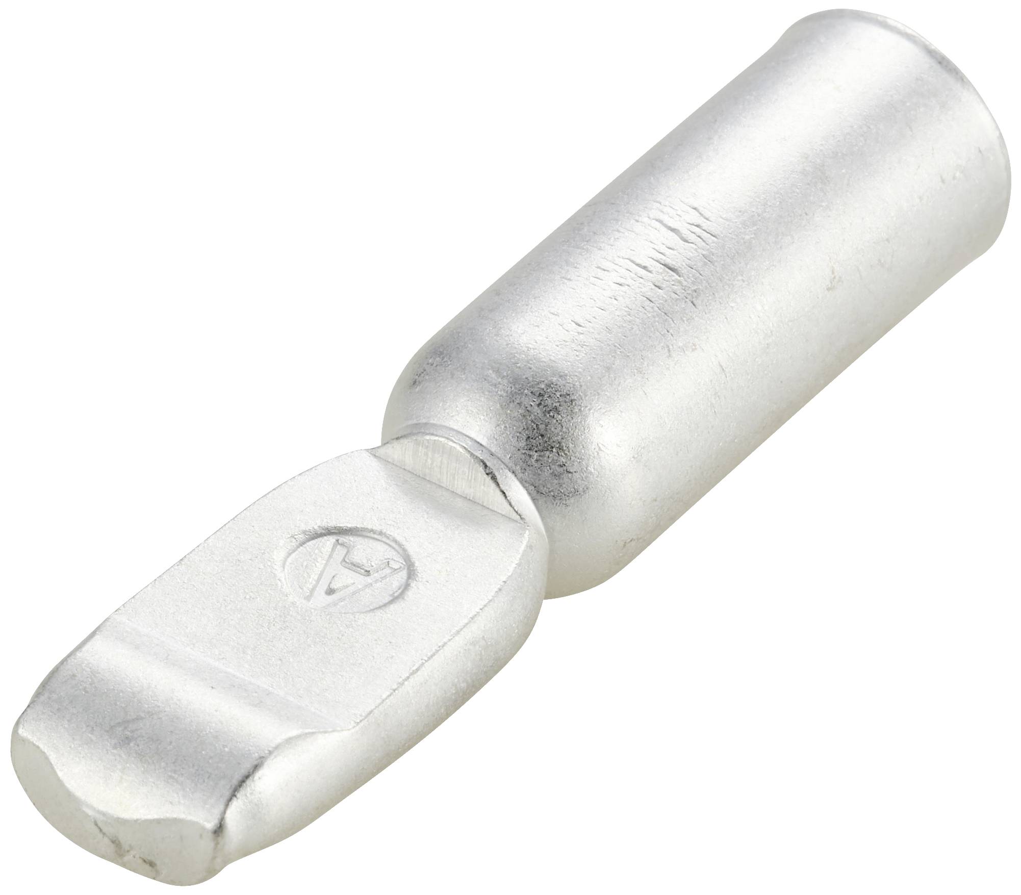 Ezüstözött kábelsaru lapos csatlakozó résszel elektromos vezetékek összekötéséhez.