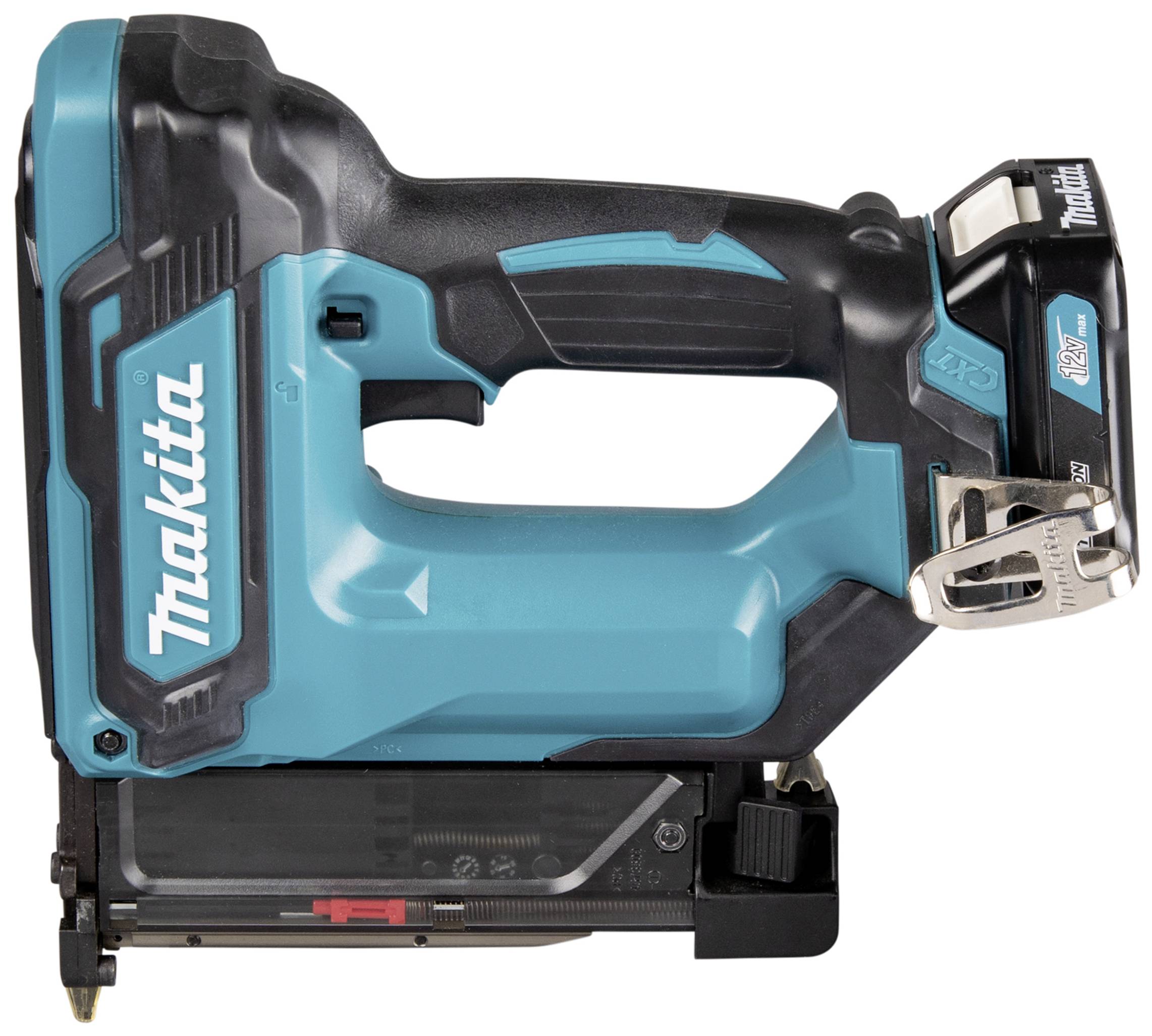 Egy vezeték nélküli, kék kalapács ergonomikus markolattal és akkumulátoros kivitelezéssel, amelynek márkajelzése világosan látható az oldalán.