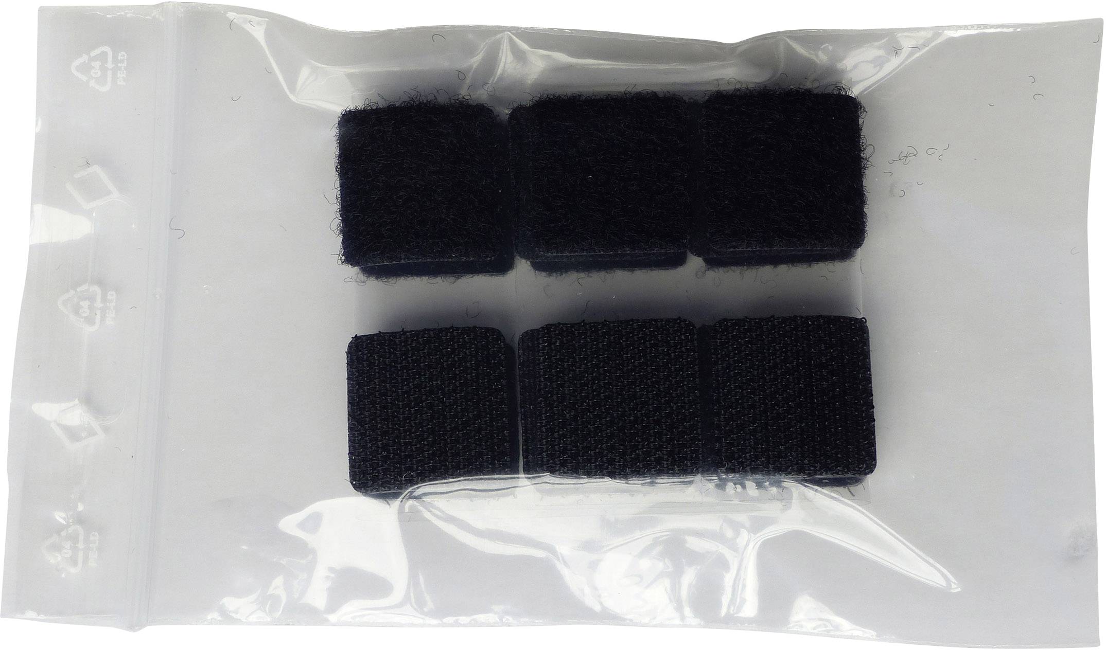 Tépőzár négyzetek Felragasztható Bolyhos és horgos fél (H x Sz) 20 mm x 20 mm Fekete TRU COMPONENTS 682-330-Bag 4 pár