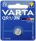 Fóliázott csomag Varta lítium elemmel (CR1/3N). A csomagolás kék, fehér márkalogóval és a 'Battery Experts Since 1887' felirattal.