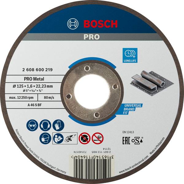 Bosch Accessories  AS 46 S BF  2608600219  Vágótárcsa, egyenes  125 mm  1 db  Fém