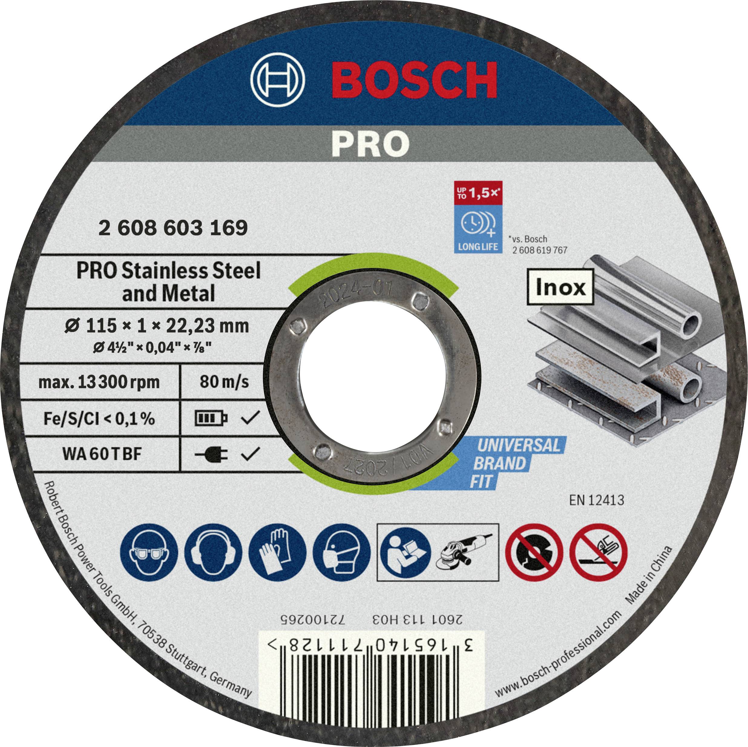 Bosch Accessories WA 60 T BF 2608603169 Vágótárcsa, egyenes 115 mm 1 db Acél, Nemesacél