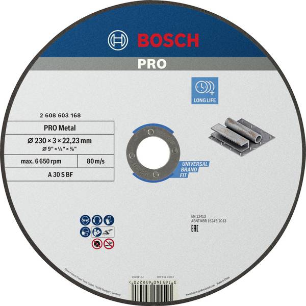 Bosch Accessories  A30 S BF  2608603168  Vágótárcsa, egyenes  230 mm  1 db  Fém