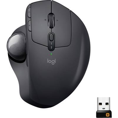 Logitech MX Ergo Trackball Bluetooth™, Rádiójel vezérlésű Optikai Fekete 8 Gombok 380 dpi Ergonómikus, Beépített trackba