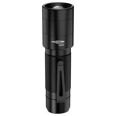 Fekete LED-es zseblámpa csipesszel, 'Ansmann M250F' modell.