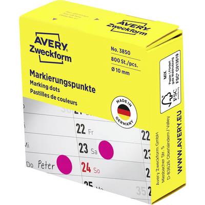 'Avery Zweckform jelölőpont csomag, 10 mm, 800 darab, rendszerezéshez alkalmas, erős tapadással.'