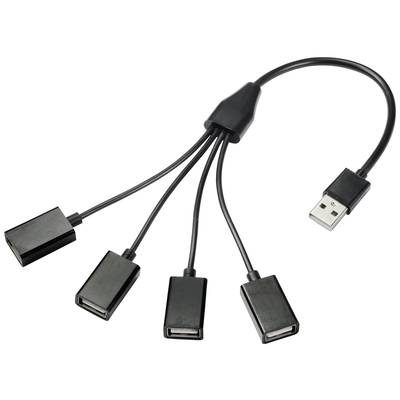 4 portos USB 2.0 hub, fekete, Renkforce 1611411
