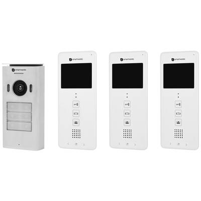   Smartwares  DIC-22132    Videó kaputelefon  2 drótos  Komplett készlet  3 családiház  Fehér