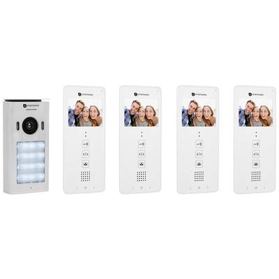   Smartwares  DIC-22142    Videó kaputelefon  2 drótos  Komplett készlet  4  családiház  Fehér