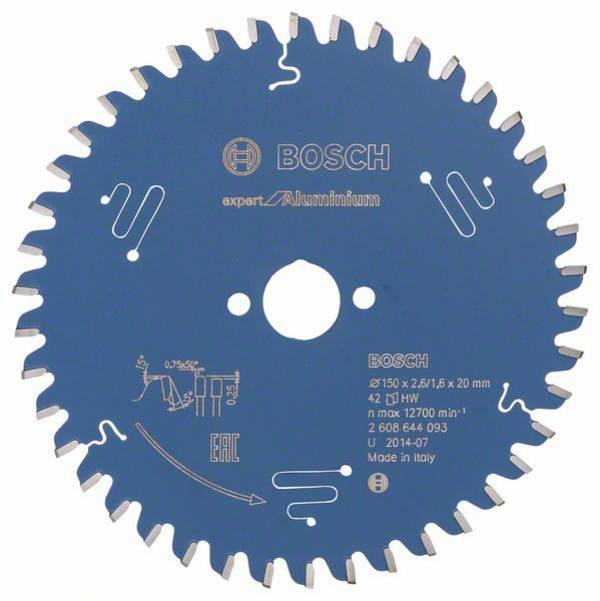 Bosch Accessories Expert for Aluminium 2608644093 Körfűrészlap 150 x 20 x 1.6 mm Fogak száma (collonként): 42 1 db