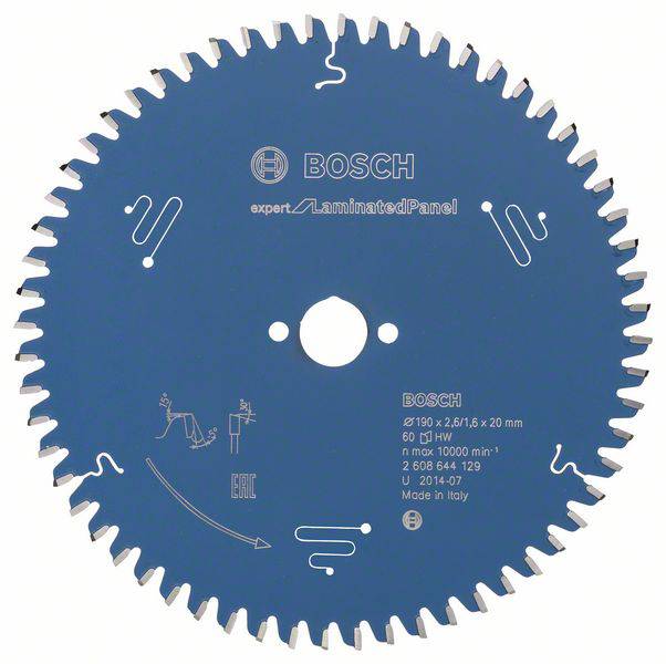 Bosch Accessories Expert for Laminated Panel 2608644129 Keményfém körfűrészlap 190 x 20 x 1.6 mm Fogak száma (collonként): 60 1 db