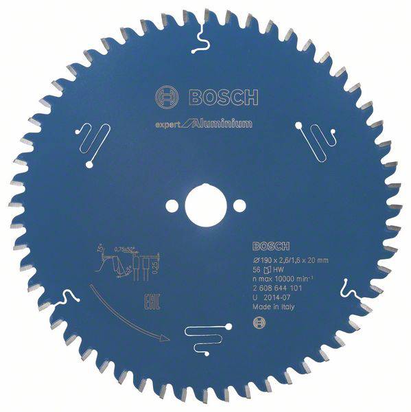 Bosch Accessories Expert for Aluminium 2608644101 Körfűrészlap 190 x 20 x 1.6 mm Fogak száma (collonként): 56 1 db