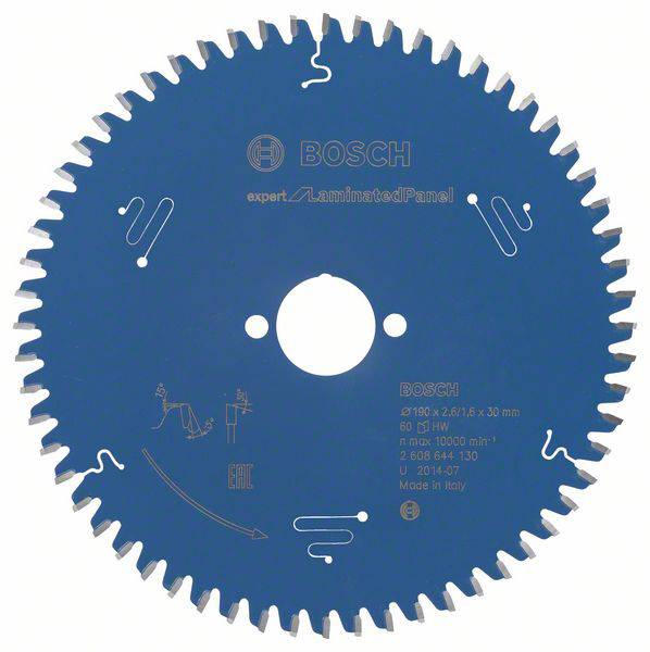 Bosch Accessories Expert for Laminated Panel 2608644130 Keményfém körfűrészlap 190 x 30 x 1.6 mm Fogak száma (collonként): 60 1 db