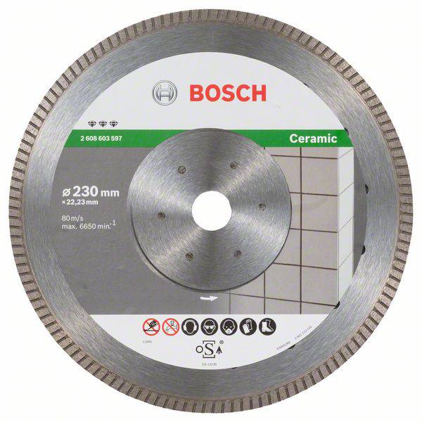 Bosch Accessories 2608603597 Best for Ceramic Extra-Clean Turbo Gyémánt bevonatú vágótárcsa Ø 230 mm Furat átmérő 22.23 mm 1 db