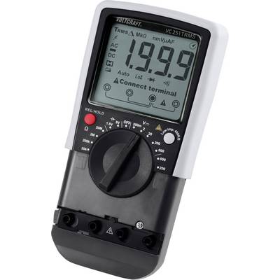 A digitális multiméter '1.999'-et mutat a kijelzőjén. Elektromos értékeket mér. Kapcsolók a különböző mérési módokhoz és tartományokhoz.